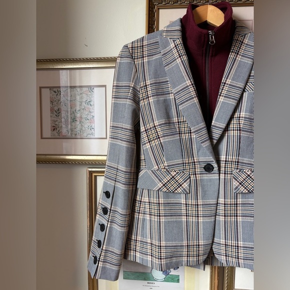 Veronica Beard Steele Dickey Plaid Jacket Blazer w/ maroon Dickey insert size 0 - Picture 7 of 14